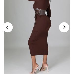 Brown sweater corset dress